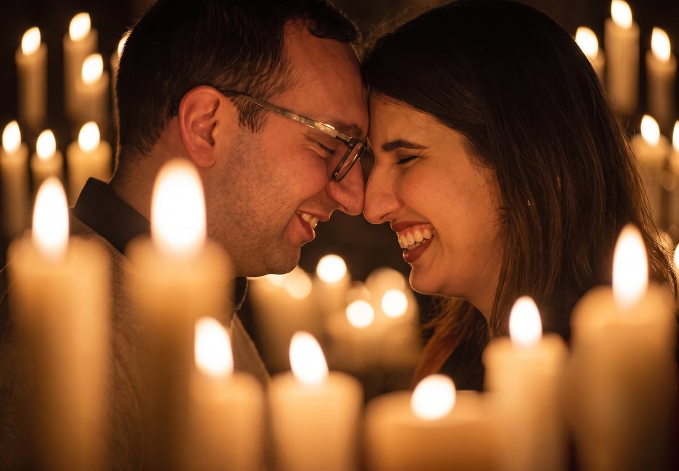 Ana Clara e Cédrique à luz de velas